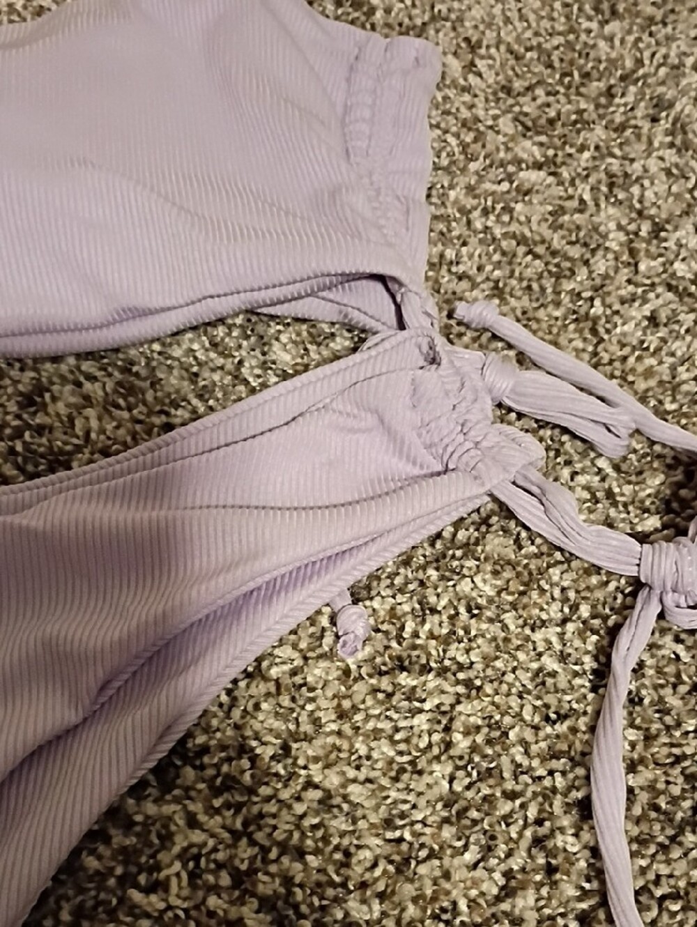 Lilac Ribbed Strapless Bikini Set - Picture 4 of 7